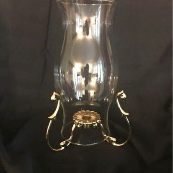 PartyLite Hurricane Glass Shade N6094 and Versailles Taper‎ Holder P7505 - Picture 1 of 3